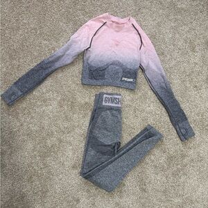 Gymshark Pink and Gray Ombre Activewear Set